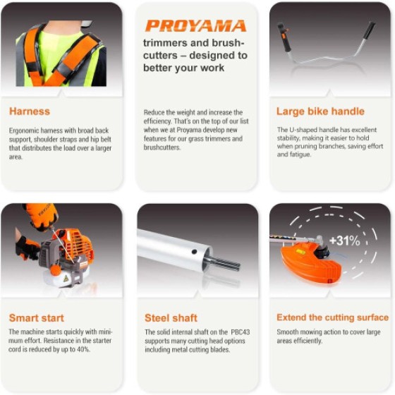 PROYAMA 42.7cc Gas Weed Wacker, 3 in 1 Weed Eater Gas Powered, Brush Cutter and Gas String Trimmer 2-Cycle Extreme Duty, 5 Year Warranty Gearbox,